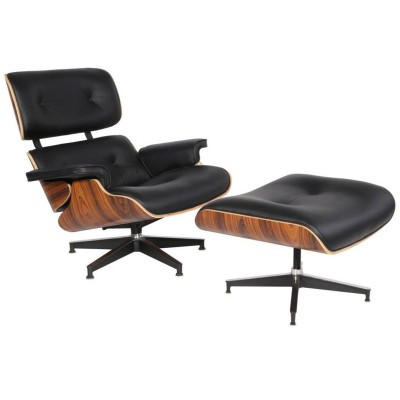 Replica van de Eames Lounge chair in synthetisch leer van Charles & Ray