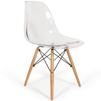 Sedia Eames Wood Trasparente