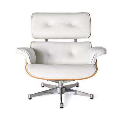 Replika Eames Lounge stol med kromfot av Charles & Ray Eames