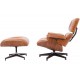 Réplique du Fauteuil Eames em Cuir Marron Cognac de Charles & Ray Eames