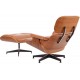 Réplique du Fauteuil Eames em Cuir Marron Cognac de Charles & Ray Eames