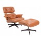 Réplique du Fauteuil Eames em Cuir Marron Cognac de Charles & Ray Eames