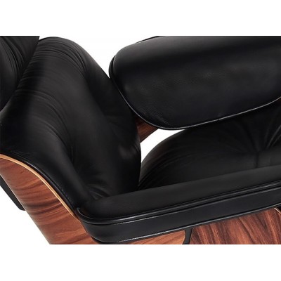 Replica Eames Lounge Chair em couro anilina e madeira Palissandro por Charles & Ray Eam