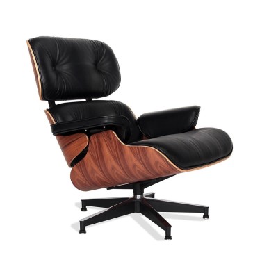 Replica Eames Lounge Chair em couro anilina e madeira Palissandro por Charles & Ray Eam