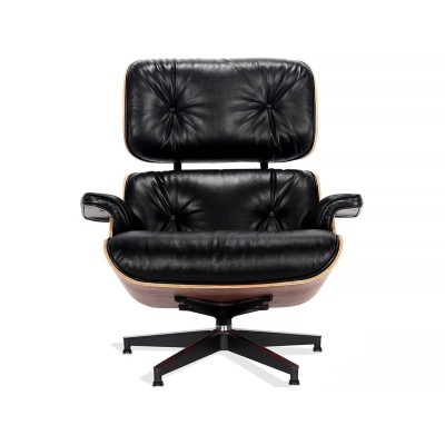 Replica Eames Lounge Chair Versão Premium em couro anilina e madeira de nogueira