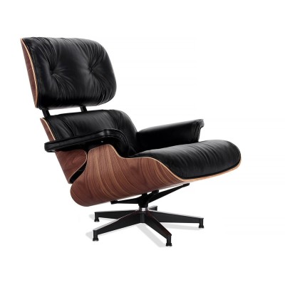 Replica Eames Lounge Chair Premium Version i Aniline Leather och Walnut Wood