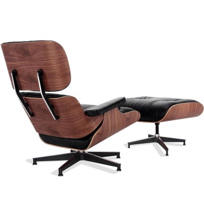 Réplica sillón Eames Lounge Chair Versión Premium en Piel Anilina y Madera de Nogal