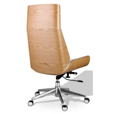 Silla oficina Nordic Highback de madera nogal con cojín de polipiel